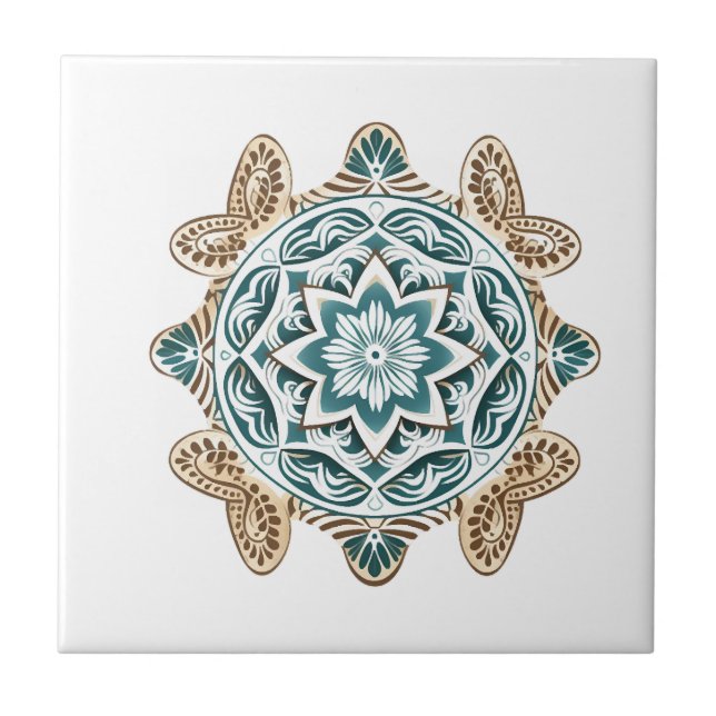 Carreau Art mandala de tortue marine (Devant)