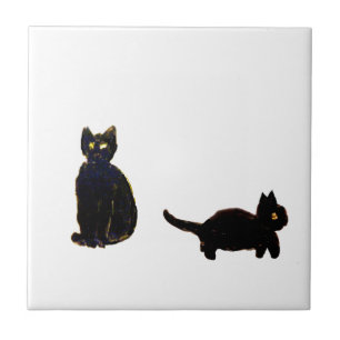 Carreau Art mignon de chats noirs
