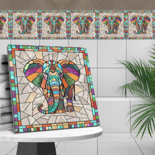 Carreau Art mignon de mosaïque d'éléphant coloré