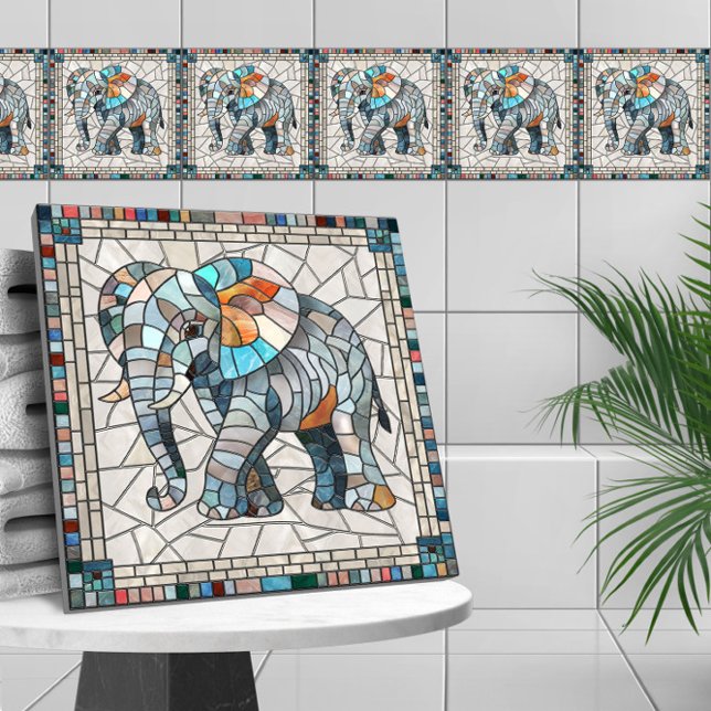 Carreau Art mignon de mosaïque d'éléphant coloré (Créateur téléchargé)