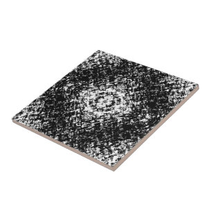 Carreau Art moderne abstrait hypnotique noir et blanc
