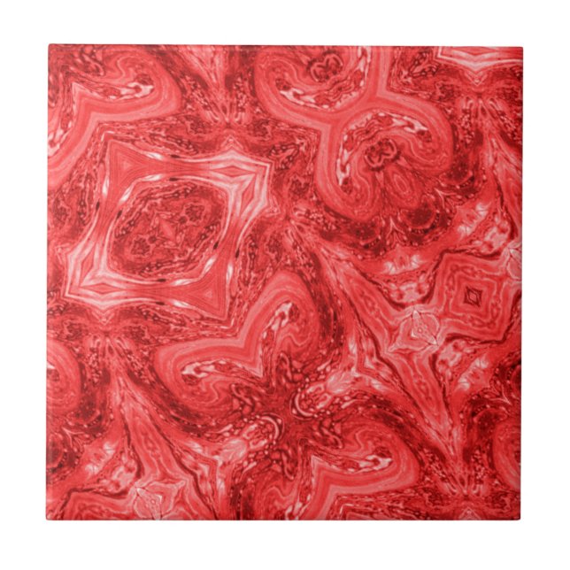 Carreau Art moderne abstrait rouge écarlate (Devant)