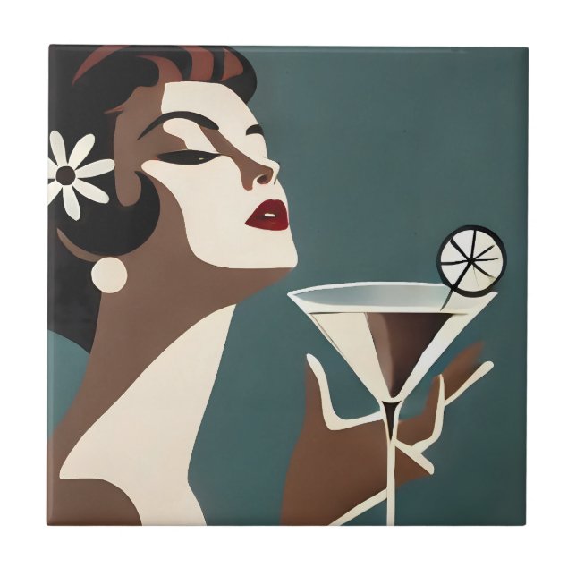 Carreau Art Moderne du Milieu du Siècle La DIva Martini (Devant)