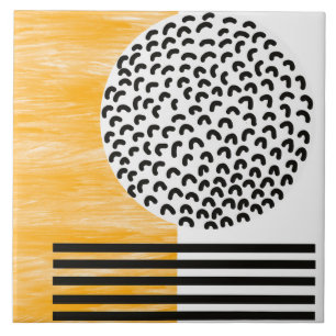 Carreau Art moderne du milieu du siècle orange et noir 