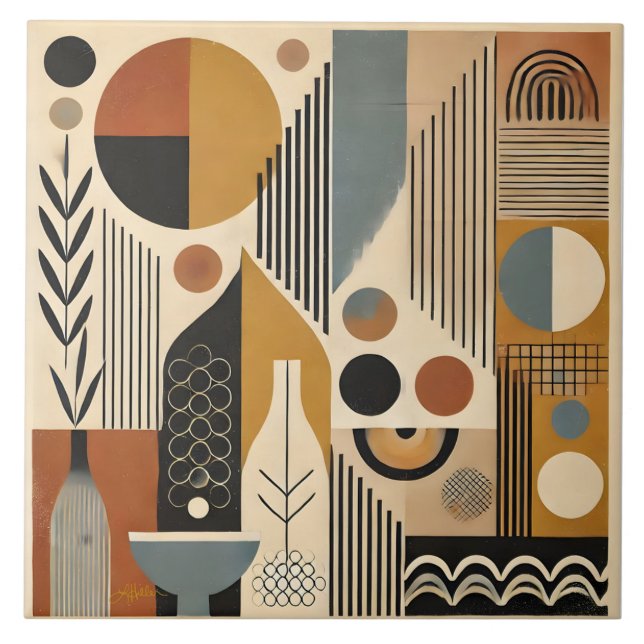 Carreau Art Moderne Du Milieu Du Siècle Récolte Automne (Devant)