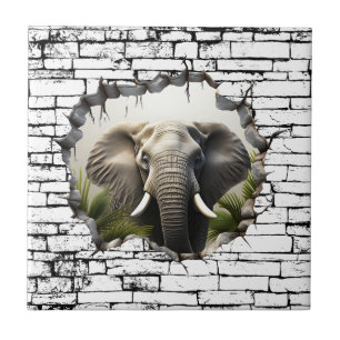 Carreau Art mural éléphant 3D – Safari réaliste
