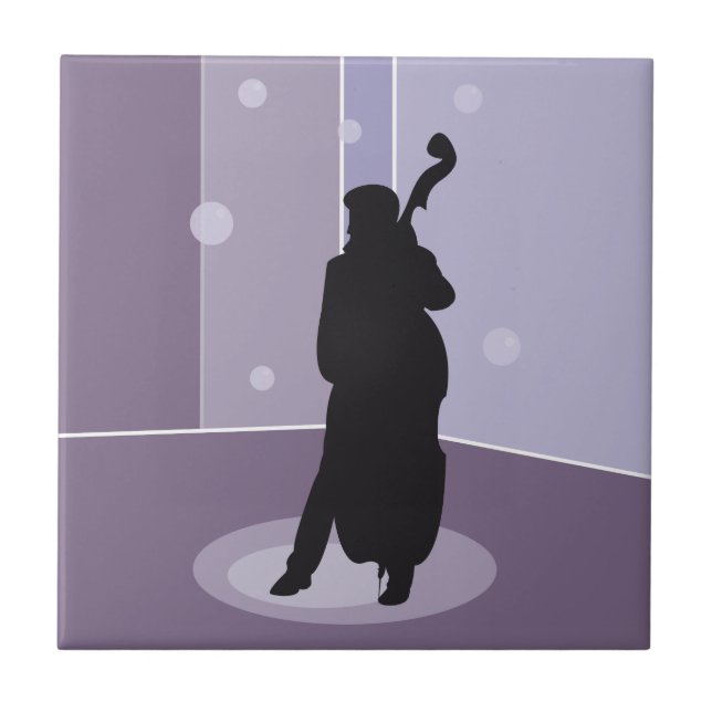 Carreau Art musical minimaliste silhouette contrebasse (Devant)