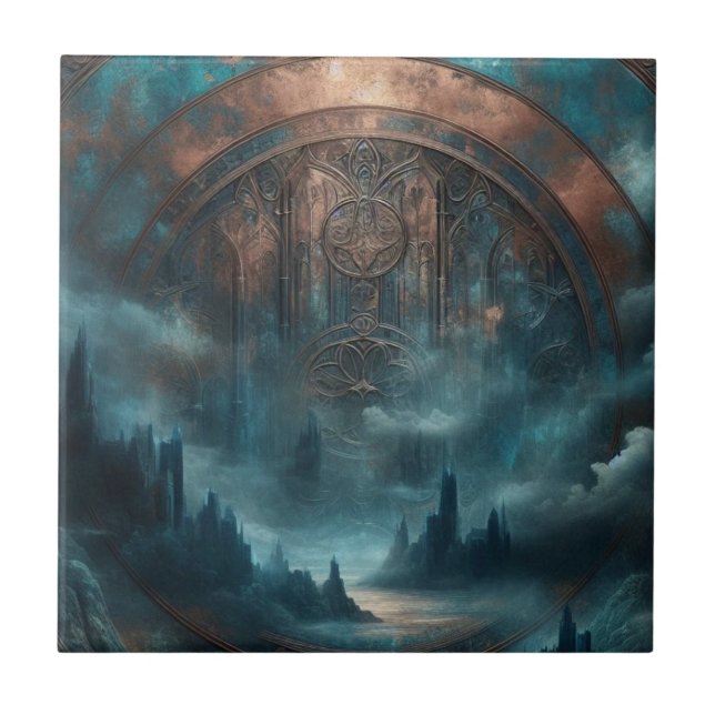 Carreau Art Mystique Gothique Steampunk - Patine de Cuivre (Devant)