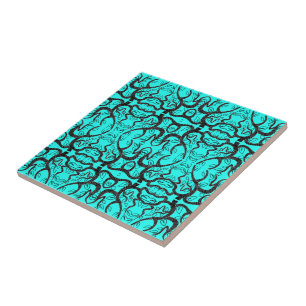 Carreau Art noir et turquoise - Personnalisable - Ajouter 