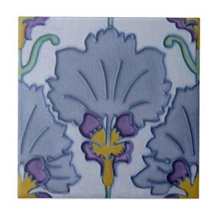 Carreau Art nouveau 1900 Purple Floral Repro Belgique