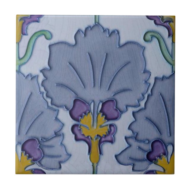 Carreau Art nouveau 1900 Purple Floral Repro Belgique (Devant)