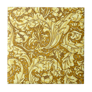 Carreau Art Nouveau Acanthus Feuilles & Fleurs, Mustard Go