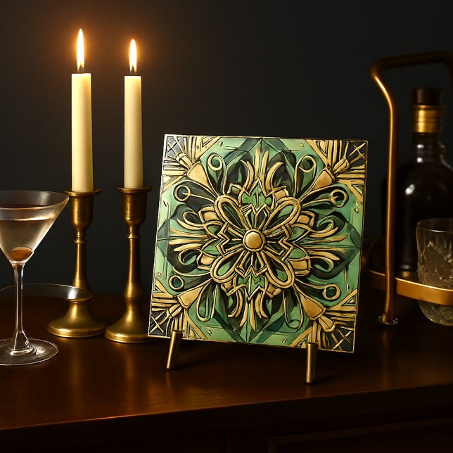 Carreau Art Nouveau /Art Déco Retour Gold Green (Créateur téléchargé)