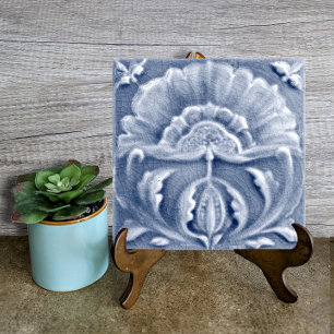 Carreau Art Nouveau Bleu Floral Antique Look Joli