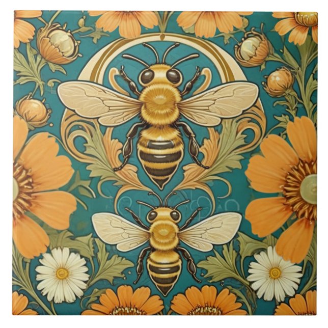 Carreau Art Nouveau Bumble Bee Carrelage décoratif en céra (Devant)