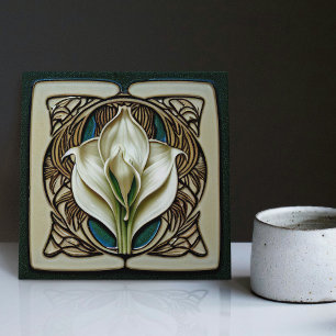 Carreau Art Nouveau Calla Lily symétrique Mur Floral Art N