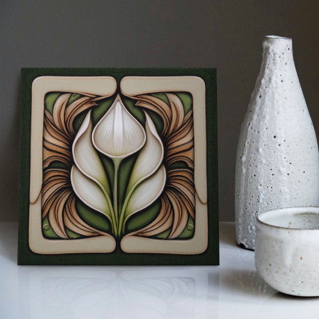 Carreau Art Nouveau Calla Lily symétrique Mur Floral Art N (Créateur téléchargé)