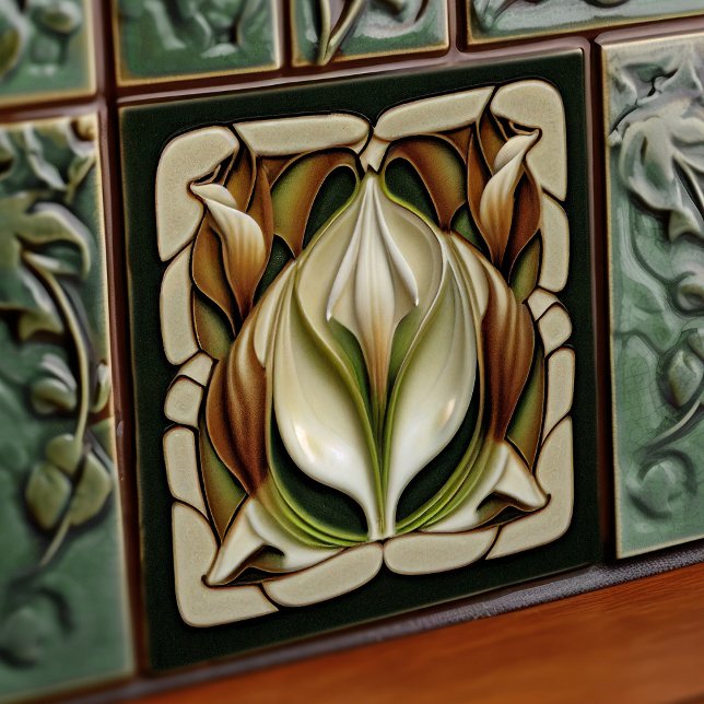 Carreau Art Nouveau Calla Lily symétrique Mur Floral Art N (Créateur téléchargé)