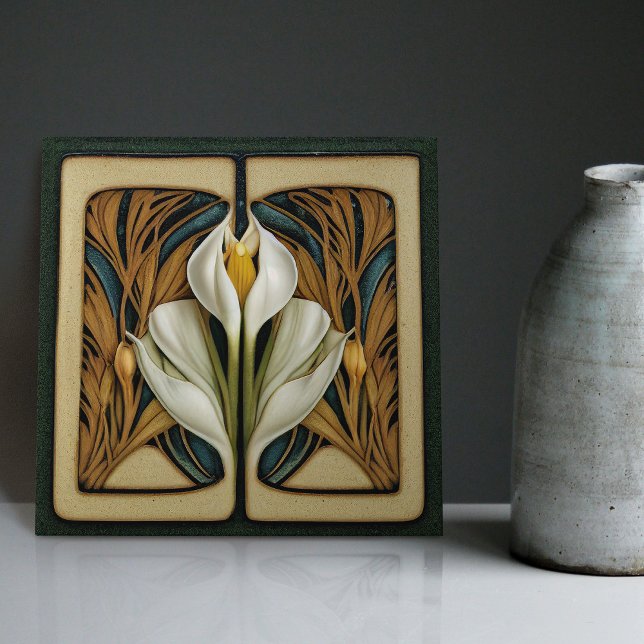 Carreau Art Nouveau Calla Lily symétrique Mur Floral Art N (Créateur téléchargé)