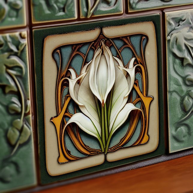 Carreau Art Nouveau Calla Lily symétrique Mur Floral Art N (Créateur téléchargé)
