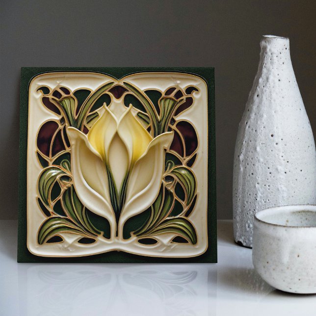 Carreau Art Nouveau Calla Lily symétrique Mur Floral Art N (Créateur téléchargé)