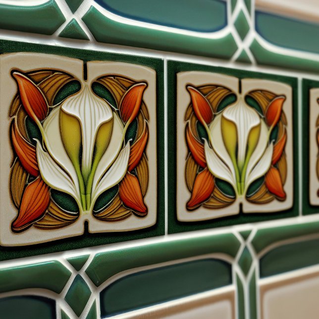 Carreau Art Nouveau Calla Lily symétrique Mur Floral Art N (Créateur téléchargé)