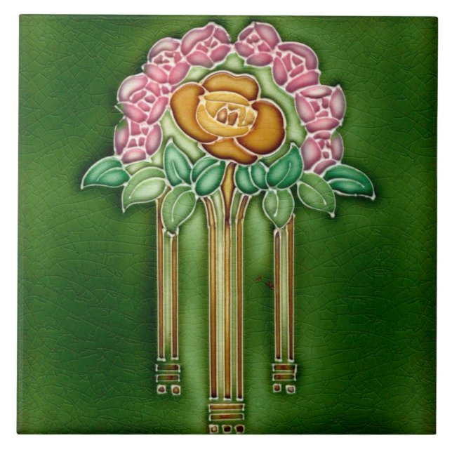 Carreau Art Nouveau Ceramic Fireplace Wall tile (Devant)