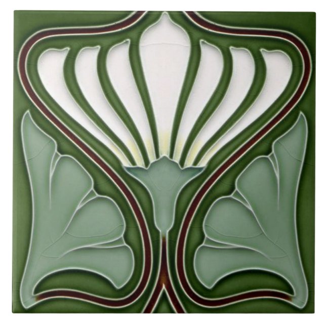 Carreau Art Nouveau Ceramic Wall fireplace Tile (Devant)