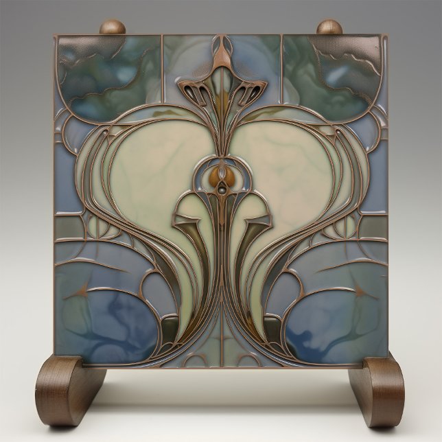 Carreau Art Nouveau Élégance Jade Bronze (Créateur téléchargé)