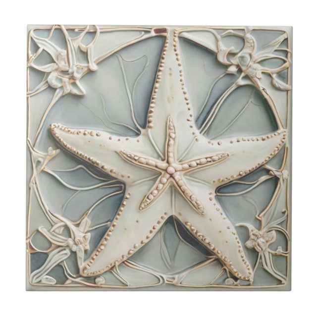 Carreau Art Nouveau Faux Relief Monnaie Starfish Sea Star (Devant)