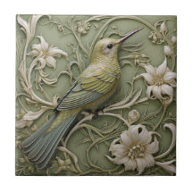 Art Nouveau Faux Relief Sage Colibri vert