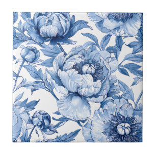 Carreau Art Nouveau Fleur Botanique Bleue Salle de Bain