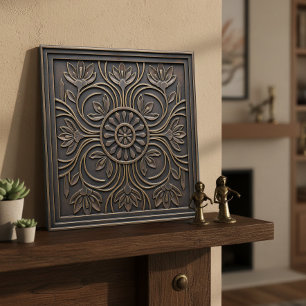 Carreau Art Nouveau floral en bronze patiné #18 ID1193