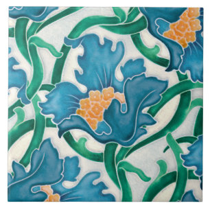 Carreau Art Nouveau Floral Majolica Motif