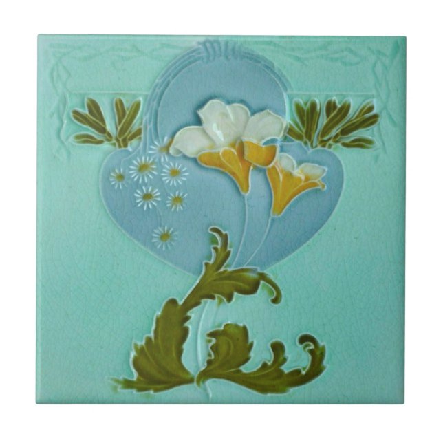 Carreau Art Nouveau Floral Malkin Repro 1900 Faux Relief (Devant)