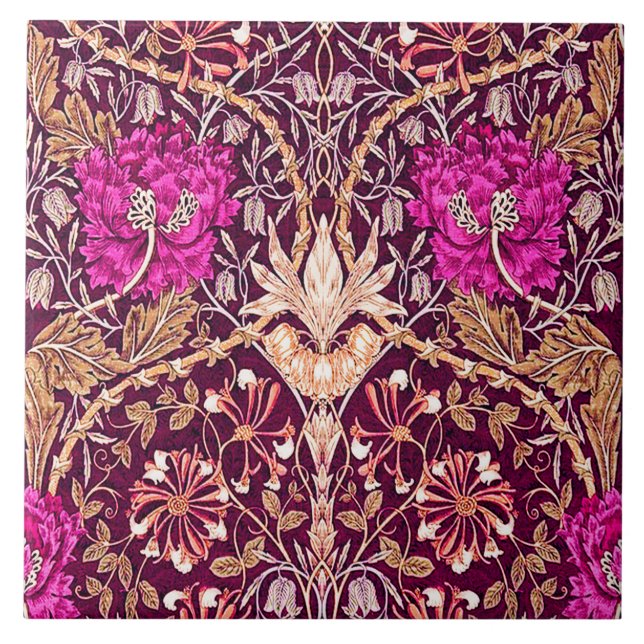 Carreau Art Nouveau floral, prune, beige et Deep Purple (Devant)