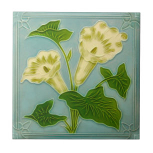 Carreau Art Nouveau Floral Repro Olivant Faux Molded