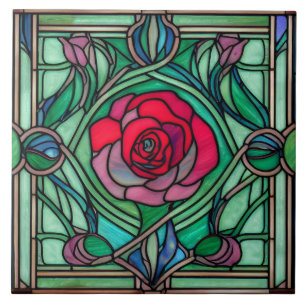 Carreau Art Nouveau Floral Rose décoratif