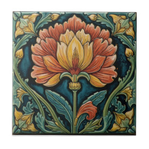 Carreau art nouveau floral vintage algue William Morris