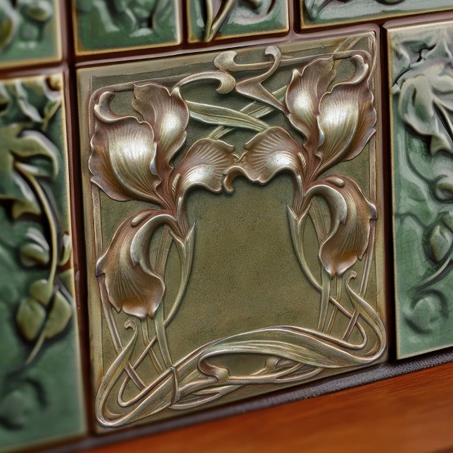 Carreau Art Nouveau Iris symétrique Mur Floral Art (Créateur téléchargé)