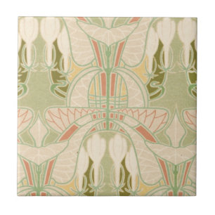 Carreau Art nouveau joli motif géométrique floral