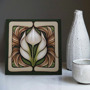 Carreau Art Nouveau Lily Calla Art mural floral symétrique