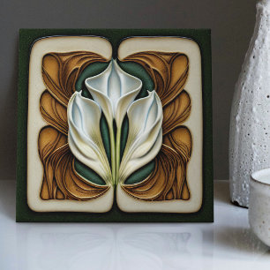 Carreau Art Nouveau Lily Calla Art mural floral symétrique