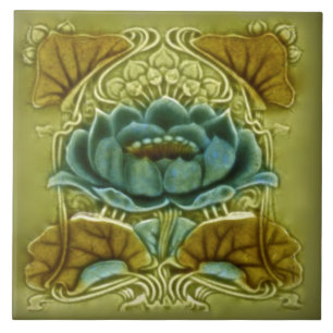 Carreau Art Nouveau Lotus Repro de la tuile d'antiquité ve