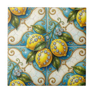 Carreau Art Nouveau Motif Sans Couture Citrons et Diamants