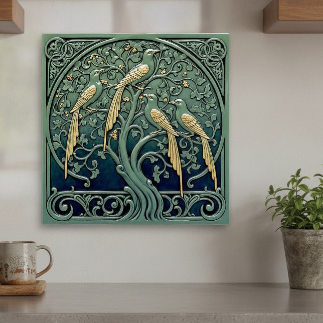 Carreau Art Nouveau Songbirds Pat#11 ID1193 (Créateur téléchargé)