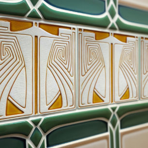 Carreau Art Nouveau symétrique de milieu de siècle Orange