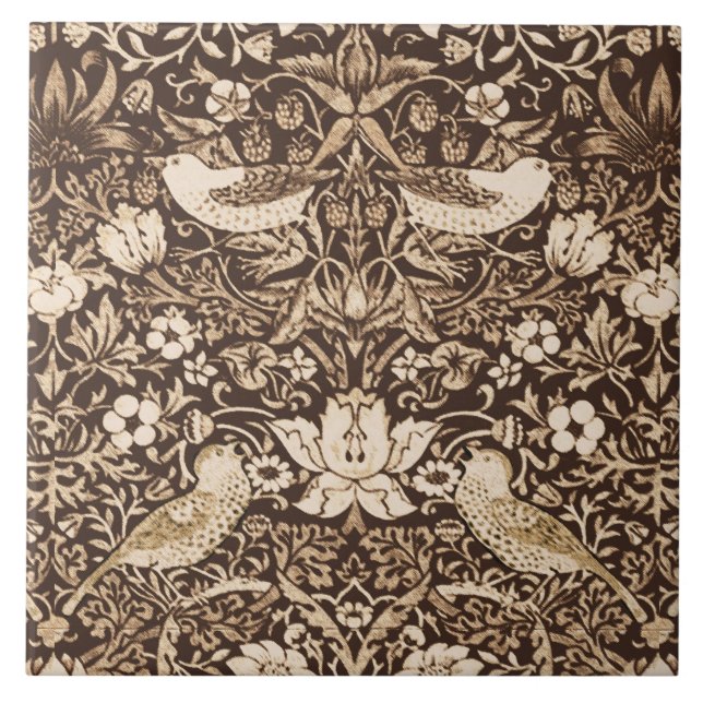 Carreau Art Nouveau Tapisserie d'oiseaux et de fleurs, Bro (Devant)
