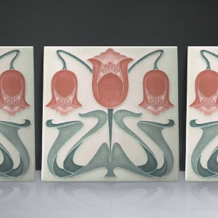 Carreau Art Nouveau Tulipes Rouges Maison Décor Mur