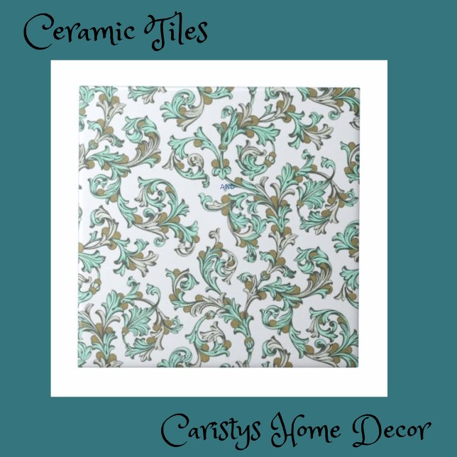Carreau Art Nouveau Turquoise, Blanc, Taupe (Créateur téléchargé)